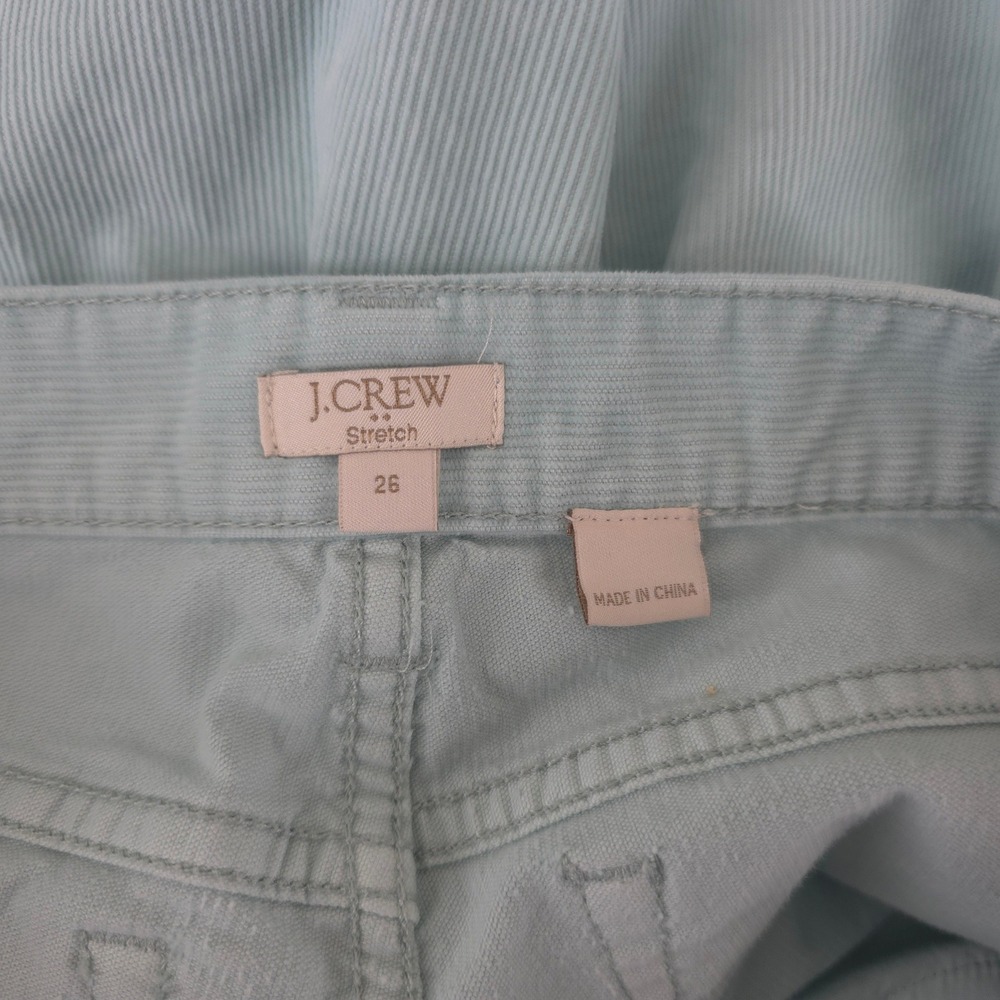 J. Crew Corduroy Skinny Mid Rise Stretch Mint Green Cotton Pants Womens 26 - Picture 7 of 8